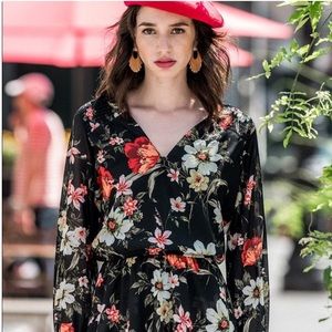 Yumi Kim Floral Black Mini Dress S